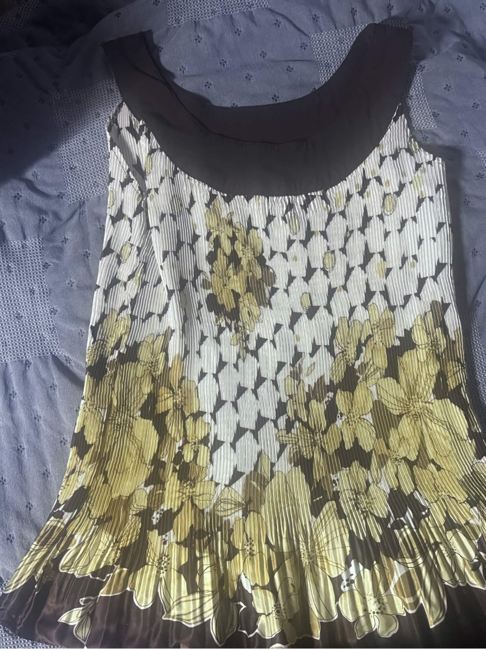 Sere Nade New York- Brown white and  Yellow Floral Pleated Women's Top